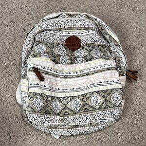 Billabong Patterned Backpack in Cream and Brown